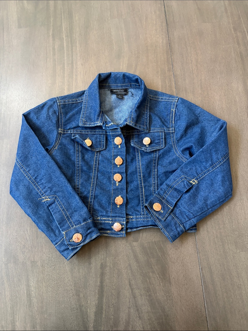 Dark Blue Denim Kids' Jacket with Copper Buttons